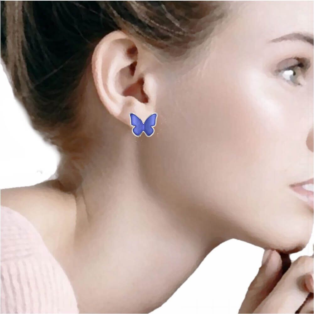 Sterling Silver Tiny Blue Butterfly Stud Earrings, Tiny Butterfly Earring,  Minimalist Earrings, Gifts for Her, Chic - Etsy
