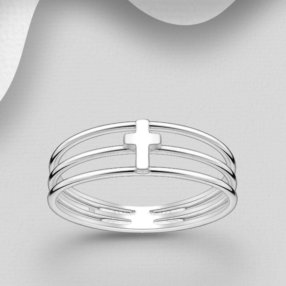 Rose Gold Filigree Design Cross Ring - Claddagh Silver