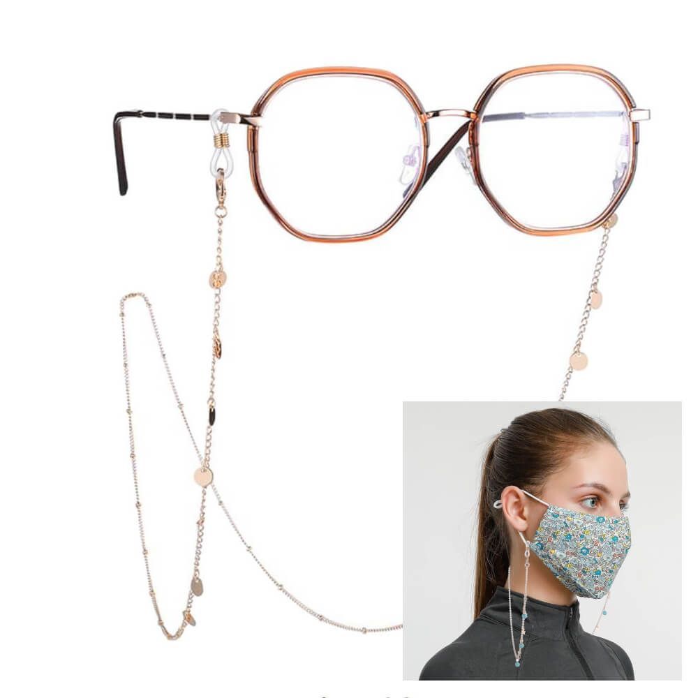 Ella Eyeglass & Mask Chain in Gold/Gold | Bandolier Style
