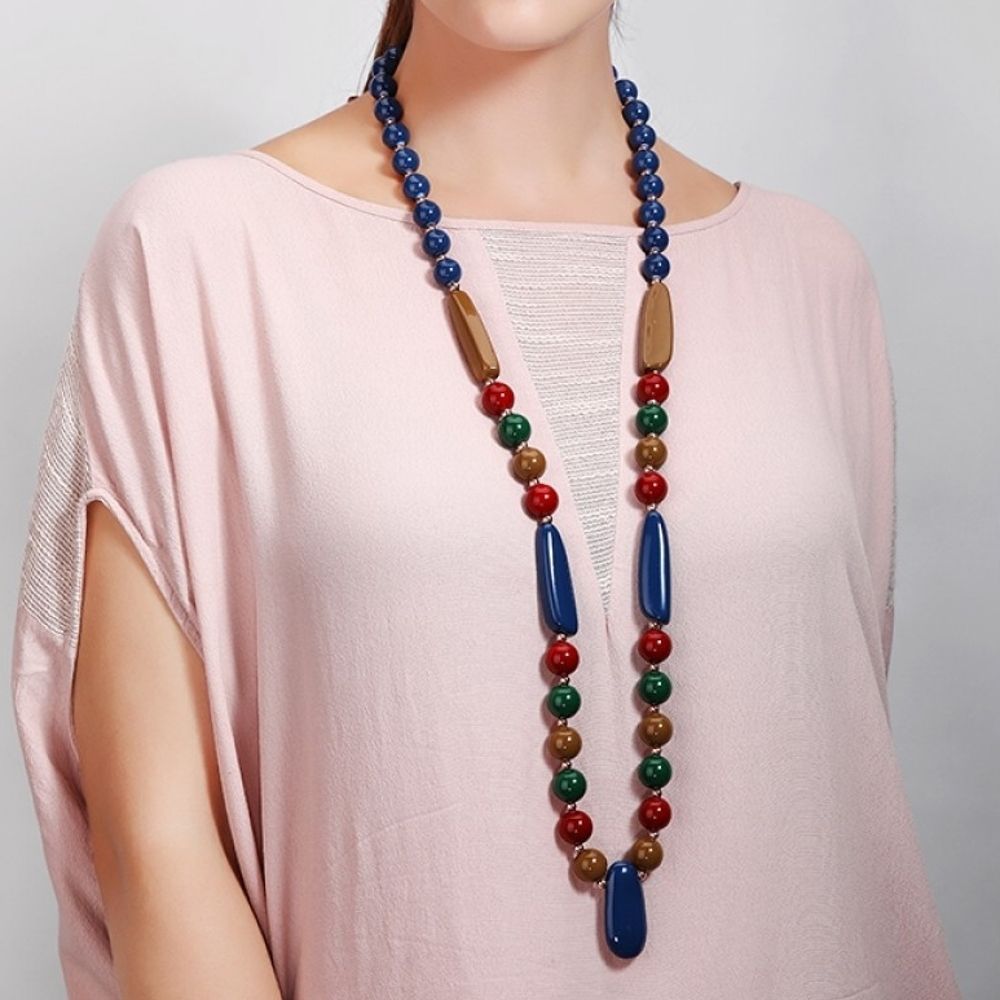 Natural Wood Bead Necklace for Men Women Boy Gril Teens Wooden Chain Chunky  Beads Necklaces : Amazon.co.uk: Fashion