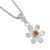 Pretty Sterling Silver and Gold Daisy Pendant with Ruby Gem Centre (N134)F)