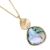 Pretty Necklace with Hammered Gold Tone andAbalone Shell Rounded Shapes (M175)B)