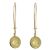 Gold Tone Cloudy Agate Gemstone Earrings with Long Hooked Backs (45mm x 12mm) (M531)D)