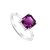 Sterling Silver Ring with Large 8mm Purple Amethyst Austrian Crystal Stone