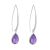 Sterling Silver Long Hooked Earrings with Amethyst Teadrops 