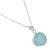 Delicate Silver Tone Necklace with Green Semi-Precious Chalcedony Chunky Coin Pendant (M229)D)