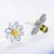 Cute Sterling Silver Asymmetric Bee and Flower Stud Earrings with Coloured Enamel and Crystals (10mm x 6mm) (E549)