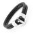 316L Stainless Steel Cleat hook Bracelet in black leather (BB17)
