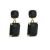 Chunky Gold Tone Drop Earrings with Faceted Black Crystal Squares (3.4cm Long) (M114)D)