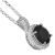 Fabulous Sterling Silver Round Black and Clear Crystal Pendant (12mm x 18mm) (N203)B)