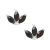 Sterling Silver and Black Crystal Triple Marquise Stud Earrings
