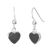 Minimalist Sterling Silver Black Enamel Heart Earrings (8mm x 25mm) (E240)D)