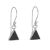 Simple Small Sterling Silver Triangle Earrings with Black Resin Enamel (8mm x 20mm) (E39)A)