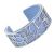 Fun Fashion Jewellery: 2.5cm Tall Flexible Silver Floral Cuff with Removable Blue Rubber Insert (5cm x 5.5cm) (YK35)A)