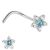 Surgical Steel Jewellery: Claw Set Five Petal Jewelled Clear and Blue Flower Nose Stud (C46)B)