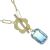 Gold Tone Link Chain With Flower T-Bar and BlueOmbre Gem Pendant (M721)D)