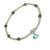 Beautiful Silver and Gold Tone Bracelet with Faceted Green Beads and Sparkly Teal Charm (M358)