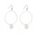 Contemporary Silver Tone Hoop Earrings with Green Chalcedony Teardrops (5cm Drops) (M562)G)