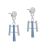Silver Tone Contemporary Earrings with Blue Repeated Bars Design