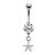 Body Jewellery:  Surgical Steel Belly Bar with Claw Set CZ Dangly Star Charm (C55)