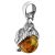 Textured Sterling Silver Robin Pendant with Amber Detail (N199)