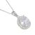 Sterling Silver Oval Halo Pendant in Clear and White Crystals