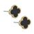 Contemporary Gold Tone Clover Stud Earrings with Black Enamel  Inlay (1cm) (M91)C)