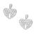 Lovely Silver Tone Sparkly Heart Shaped Angel Wings Stud Earrings (1.5cm x 1.1cm) (M202)