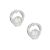 Small 9mm Silver Double Circle and Encaged Ceystal Stud Earrings