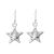 Celestial Fashion Jewellery: Matt Grey and Shiny Silver Star Design Drop Earrings (3cm x 1.2cm) (GR156)A)