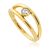 Gold Zircon Titanium Double Band Hinged Ring with Bezel Crystal Detail