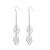 Silver Tone Long Double Skeleton Leaf and Chains Drop Earrings (8cm x 1.4cm) (M659)