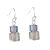 Gracee Fashion Jewellery: Delicate Earring with Blue and Clear Crystal Cubes (23mm x 7mm) (GR59)