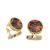 Contemporary Fashion Jewellery:  1.8cm Gold and Orange/Red Marbled Look Chunky Circle Stud Earrings (I46)C)