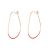 Contemporary Fashion Jewellery: Red and Gold Elongated Thin Wire Hoop Earrings (3.4cm x 2.4cm) (I51)A)