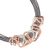 Magnetic Fashion Jewellery: Contemporary Grey Leather Collar with Matt Rose Gold and Silver Twisted Pendants (M520)