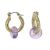 Chunky Gold Tone Huggy Hoops with Purple Amethyst Donut Beads (2cm) (M710)G)