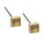 Tiny Worn Gold Tone Chunky Square Stud Earrings (4mm x 4mmm x 2mm) (M171)T)