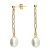Gold-Plated Sterling Silver Delicate Chainlink Earrings with Faux Pearls (23.5mm Length) (E443)B)