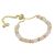 Pretty Gold Tone Toggle Bracelet with Light Pink Rose Quartz Semi-Precious Beads (M732)