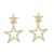 Contemporary Gold Tone Double Star Earrings (2.5cm x 1.8cm) (M712)A)