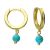 Gold-Plated Sterling Silver Hinged Hoops with Faux Turquoise Bead Charms