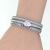 Magnetic 19cm Grey and Taupe Multi-Row Bracelet with Chains, Leaf, and Hearts Details (M717)