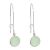 Silver Tone Green Chalcedony Gemstone Earrings with Long Hooked Backs (45mm x 12mm) (M531)E