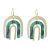 Statement Gold Tone Horseshoe Shape Earrings with Green Marbled Resin (4cm x 3.1cm) (M718)B)