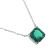 Sterling Silver Necklace with Square Emerald Green Austrian Crystal Gem