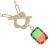Gold Tone Link Chain With Flower T-Bar and Red/Green Gem Pendant (M721)