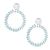 Statement Gold Tone and Light Blue Glass Beaded Circle Drop Earrings (4.5cm Drops) (M201)F)