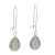 Long Silver Tone Hooked Earrings with Iridescent Grey Teardrops