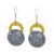 Gorgeous Glossy Mustard and Speckled Charcoal Resin Statement Earrings (5cm x 2.5cm) (M120)
